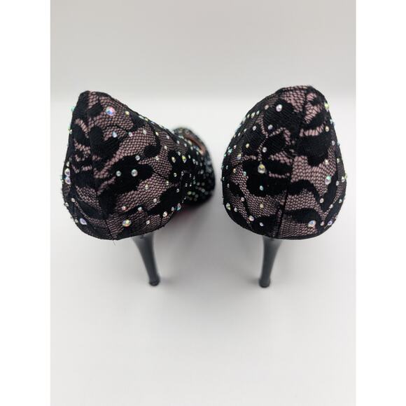 Betsey Johnson | Betseyville Rhinestone Lace Heels Pointed Toe | Size 8.5 - Picture 3 of 8